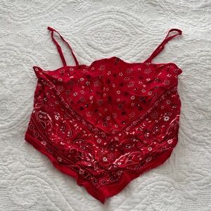Garage Red Bandana Print Bandeau Top